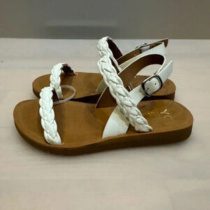 YOKI Girls White Sandals Brynn Braided Sandal Size 3 Big Girls